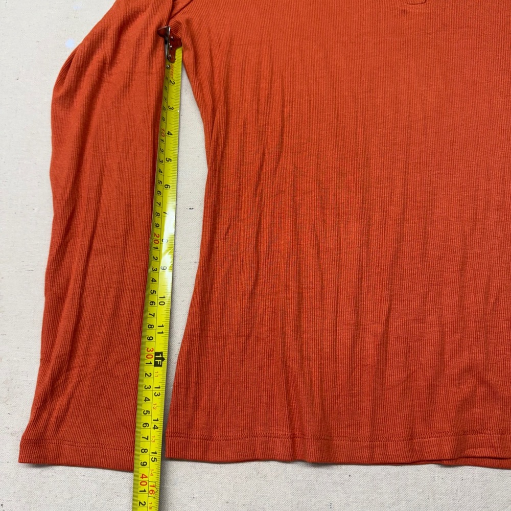 Womens Burnt Orange Ribbed Long Sleeve Henley Top XL HF-000034 - Picture 5 of 11